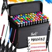 MARKERY PISAKI ALKOHOLOWE 80 SZTUK DWUSTRONNE MAZAKI FLAMASTRY + ETUI TORBA