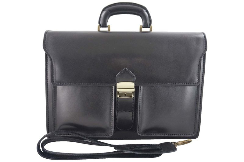 Aktówka męska - skóra naturalna - Czarna zdjęcie 1