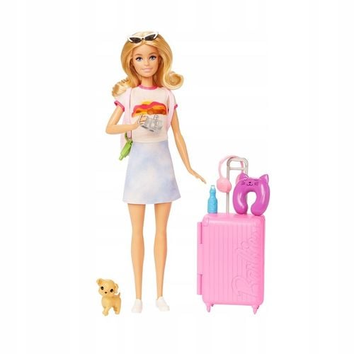 LALKA BARBIE MALIBU Z PIESKIEM W PODRÓŻY + akcesoria podróżne na Arena.pl
