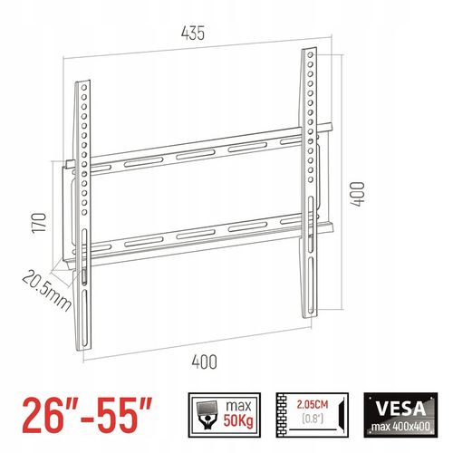 BRACKER F400 UCHWYT ŚCIENNY WIESZAK TV 26'- 55' na Arena.pl