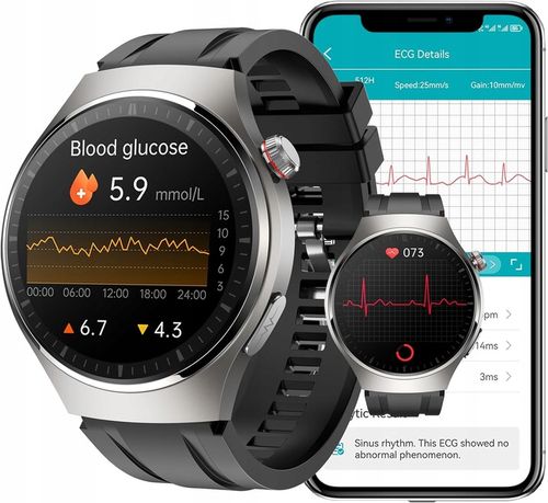 SMARTWATCH ZEGAREK MĘSKI Z EKG POMIAR CUKRU PULS CIŚNIENIE ROZMOWY MENU PL na Arena.pl