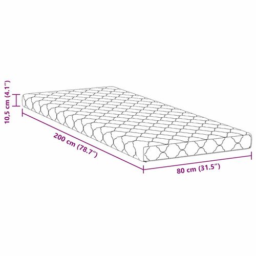 Materac z warstwą kokosową Biały 200 x 80 cm Pianka PU na Arena.pl
