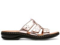 Clarks Klapki damskie - Leisa Spring rzepy - rozmiar 36 - rose gold skóra