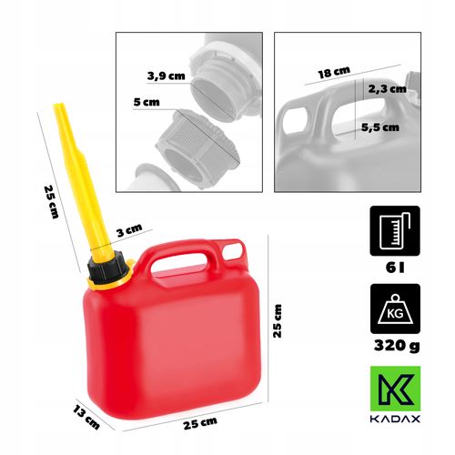 Kanister Na Paliwo Pojemnik Baniak 6L +Lejek Atest na Arena.pl