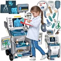 Duży zestaw lekarski EKG RTG RENTGEN XXL mały lekarz doktor WÓZEK MEDYCZNY