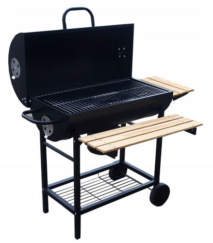 GRILL OGRODOWY DUŻY BBQ WĘGLOWY 3 RUSZTY Z POKRYWĄ TERMOMETR 71x36 cm RUSZT na Arena.pl