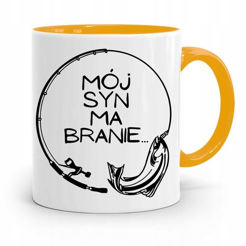 Kubek Żółty Prezent Dla Syna Mój Syn Ma Branie Z Nadrukiem Ze Zdjęciem na Arena.pl