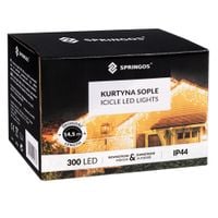 LAMPKI SOPLE ŚWIĄTECZNE 300LED ZEWNĘTRZNE KURTYNA 14,5m ZIMNE BIAŁE GRUBE