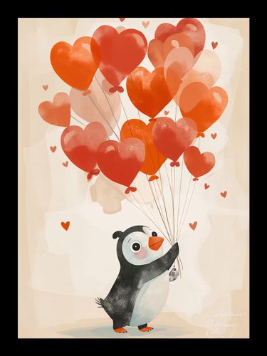 Plakat 13x18cm Pingwinek z Balonami na Arena.pl