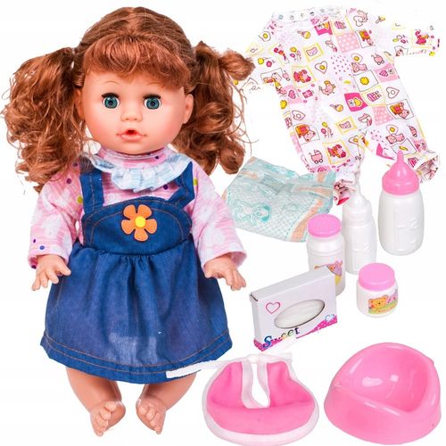 Interaktywna LALKA BOBAS dziewczynka długie włosy AKCESORIA nocnik ubranko na Arena.pl