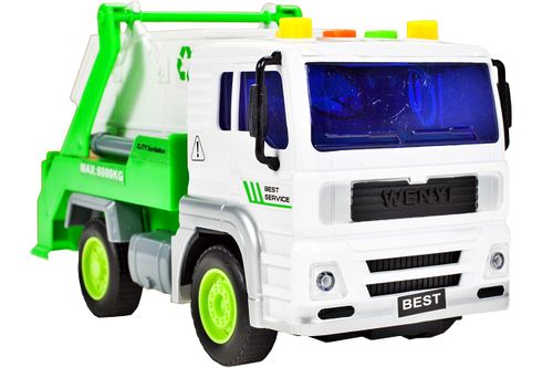 Auto śmieciarka interaktywna z białym kontenerem skala 1:20 na Arena.pl