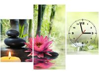 60CM 90 ZEGAR 3 ELEM LILIE BAMBUSY ŚCIENNY