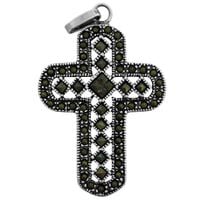 SREBRNY DUŻY KRZYŻ OZDOBNY Z MARKAZYTAMI SREBRO PRÓBY 925