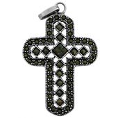 SREBRNY DUŻY KRZYŻ OZDOBNY Z MARKAZYTAMI SREBRO PRÓBY 925