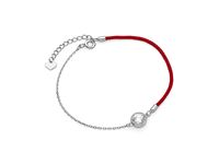 Bransoletka szczęścia celebrytka kółko circle ring bawełna cyrkonie srebro 925 Z1669B_R