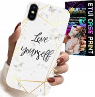 ETUI DO IPHONE X / XS - BIAŁY MARMUREK W ZŁOTE RAMKI LOVE YOU