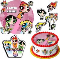 ZESTAW OPŁATEK NA TORT 20CM + 17 POSTACI - ATOMÓ.WKI + IMIĘ 15CM 18CM