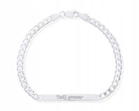 Bransoletka Srebrna Męska z Blaszką + Grawer pr. 925 dł. 19 cm