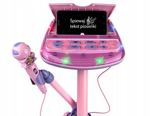 ZESTAW DO KARAOKE DLA DZIECI MIKROFON + REGULOWANY STATYW EFEKTY DŹWIĘK MP3 na Arena.pl