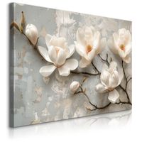 OBRAZ NA PŁÓTNIE DO SYPIALNI BIAŁE MAGNOLIE KWIATY BETON ABSTRAKCJA 40x30