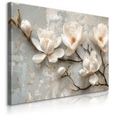 OBRAZ NA PŁÓTNIE DO SYPIALNI BIAŁE MAGNOLIE KWIATY BETON ABSTRAKCJA 40x30