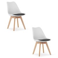 Krzesło biało czarne skandynawskie MARK nogi bukowe 2 szt. loft kuchnia