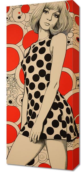 Obraz 30x70cm Czerwone Kropki zdjęcie 1