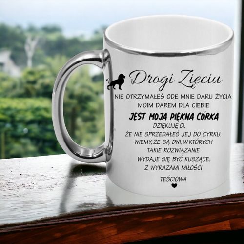 KUBEK SREBRNY PREMIUM DLA ZIĘCIA URODZINY IMIENINY ŚMIESZNY PREZENT na Arena.pl