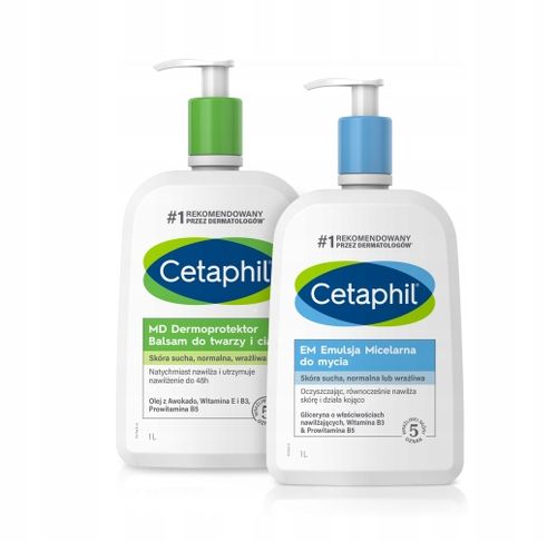 Zestaw Cetaphil EM Emulsja i MD Dermoprotektor 1L na Arena.pl