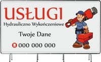BANER REKLAMOWY 2x1 m projekt w cenie USŁUGI HYDRAULICZNO WYKOŃCZENIOWE