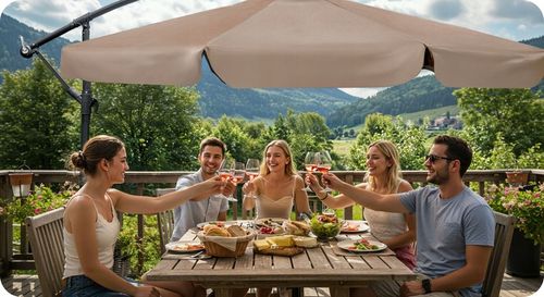 Parasol ogrodowy duży składany z wysięgnikiem pokrowiec 8 segmentów Ø 350cm na Arena.pl