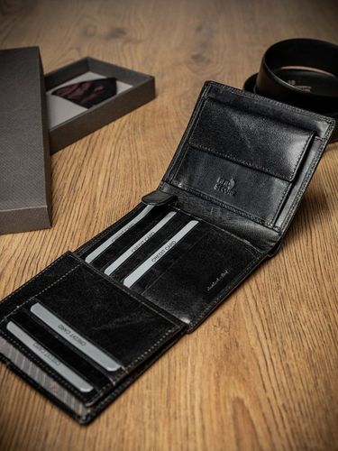 elegancki pionowy portfel męski bez zapięcia ze skóry naturalnej - rovicky na Arena.pl