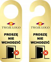 ZAWIESZKA NA DRZWI hotelowa ZŁOTA plexi z LOGO proszę nie wchodzić