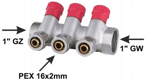 X-HOME ROZDZIELACZ PEX 1” x 16 mm 3 OBWODY SEKCJE CWU DO WODY CIEPŁEJ MONO na Arena.pl
