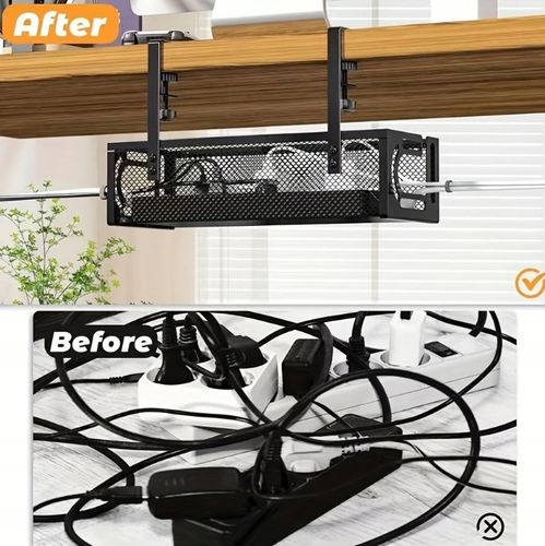 DUŻY ORGANIZER PÓŁKA WIESZAK NA PRZEWODY KABLE POD BIURKO BLAT na Arena.pl