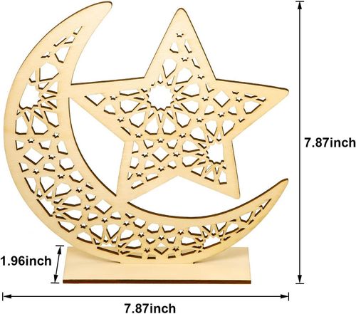 Drewniana Dekoracja Ramadan Eid Mubarak Księżyc Gwiazda 2 Szt Zestaw 20cm na Arena.pl