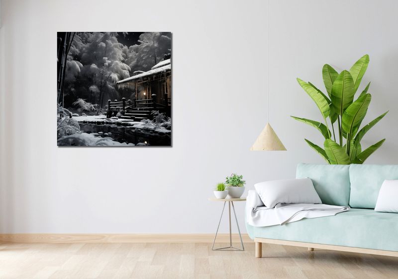 Obraz 90x90cm Tradycyjna Japońska Chatka zdjęcie 2
