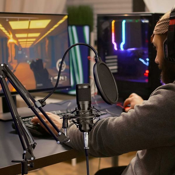 Mikrofon Studyjny Pojemnościowy JACK Gamingowy Statyw Filtr Youtube Zestaw zdjęcie 7