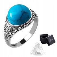 Pierścionek srebrny pr. 925 Stylowy Klasyczny Pierścionek z TURKUSEM| r. 20