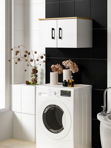 Szafka łazienkowa nad pralkę NERO 60 biały/dąb craft złoty (W3) na Arena.pl