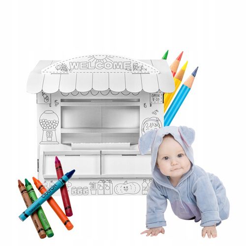 Stragan Tektorado Kartonowy Domek do malowania samodzielnego złożenia 97 cm na Arena.pl