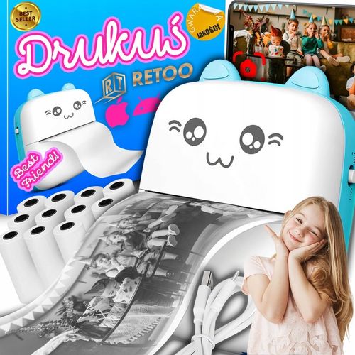 MINI DRUKARKA TERMICZNA DRUKUŚ ORYGINALNY PRZENOŚNA DO ZDJĘĆ KOTEK 11 ROLEK na Arena.pl