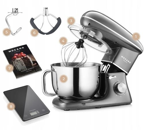 ROBOT PLANETARNY KUCHENNY MIKSER 6,2L DUŻY ZESTAW + WAGA + PRZEPISY MOZANO na Arena.pl