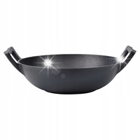 Wok Żeliwny Patelnia Głęboka do Smażenia Duszenia Dań Azjatyckich 32 cm