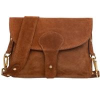 VERA PELLE torebka damska zamszowa listonoszka instagramka V694 camel