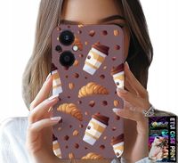 ETUI DO OPPO RENO8 LITE 5G - CASE Z KAWĄ ROGALIKAMI I ZIARNAMI W TLE