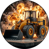 Opłatek na tort Urodziny Koparka Spych Spychacz Ładowacz Maszyna Budowlana