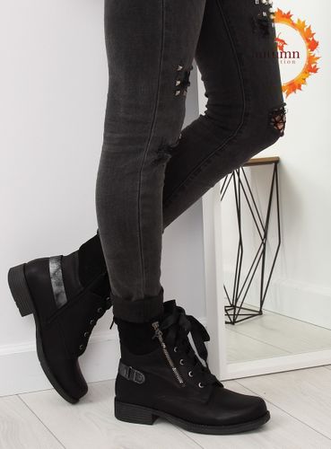 Botki sznurowane workery czarne 17103-2 BLACK - 41 na Arena.pl