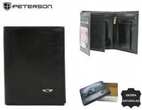 Skórzany portfel męski Peterson antykradzieżowy RFID pionowy w pudełku
