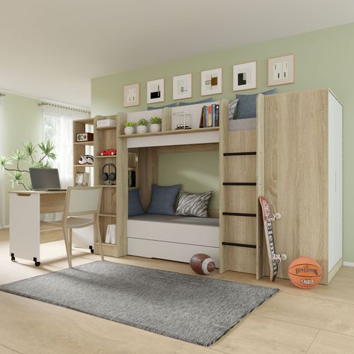 Antresola łóżko piętrowe Samoa dąb sonoma / biały mat na Arena.pl